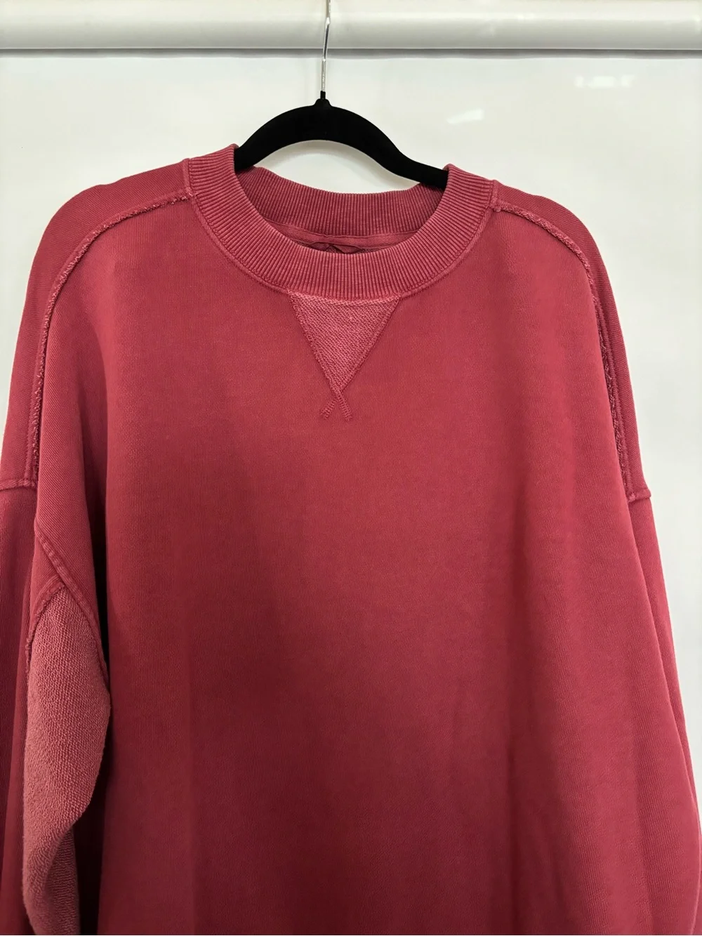 Aerie Oversized Crewneck Sweatshirt Size M Burgundy - Picture 3 of 14